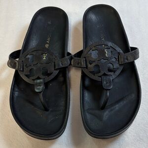 Tory Burch Black Logo Slide Sandals
